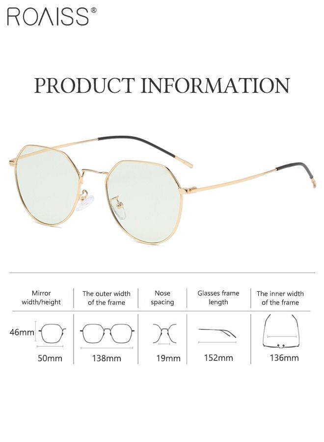 roaiss Blue Light Blocking Sunglasses Anti UV and Glare Blue Light Filter Computer Glasses Round Color Changing Anti Eyestrain Headache Eyewear for Men Women Gold - Image 3