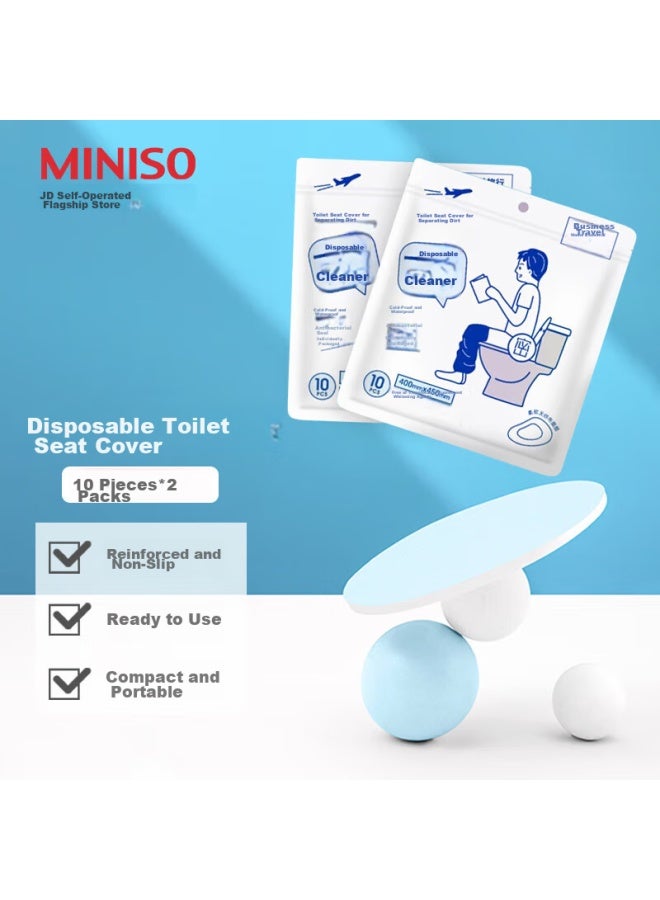 Miniso Disposable Toilet Seat Covers, Non-woven Fabric, Travel Portable Set, 10 Pieces * 2 Packs, For Holidays And Trips - Image 1