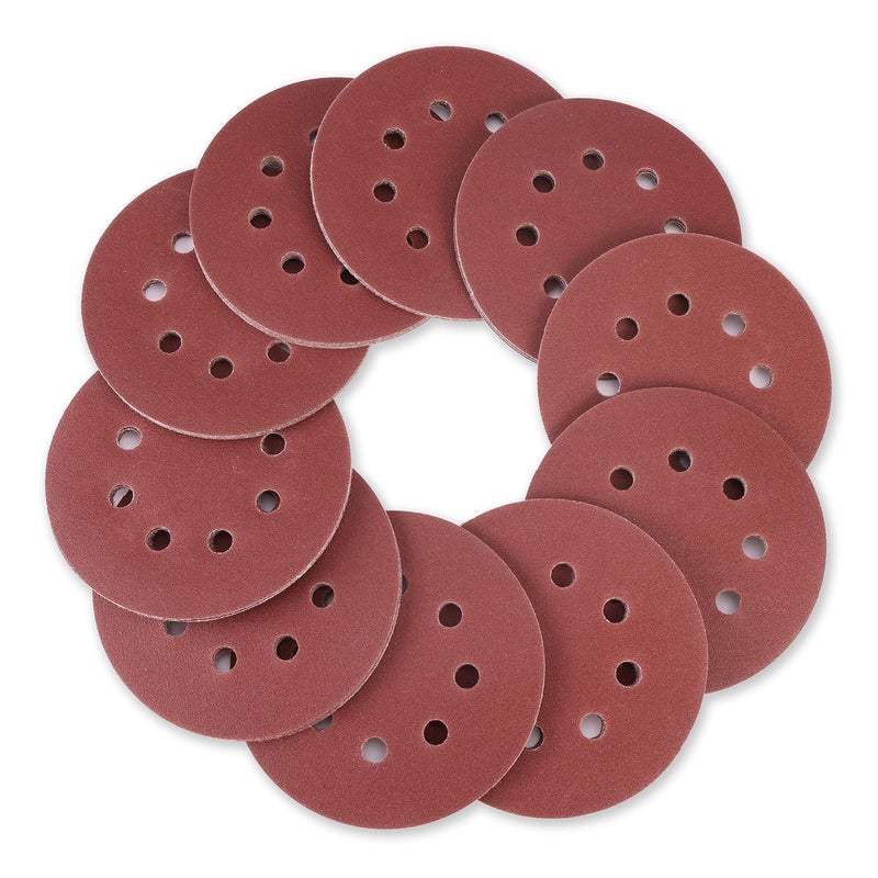 WORKPRO 100-Piece 180 Grit Sanding Discs - 5-Inch 8-Hole Hook and Loop Sandpaper for Random Orbital Sander (Not for Oscillating Tools or Mouse Sander) - Image 2