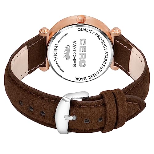 CERO Analogue New Flower Butterfly Print Dial Lathers Strap Girls and Womans Watches (Brown) - Image 4