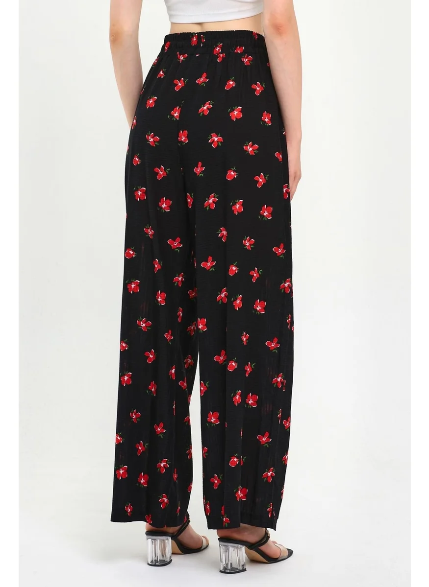 Alexander Gardi Elastic Waist Patterned Palazzo Trousers (B23-0043)