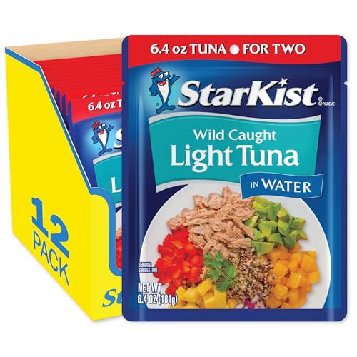 StarKist Light Tuna in Water Pouch 64 oz  12 Pack Ready to Eat Wild Caught High Protein Shelf Stable Seafood Gluten Free Soy Free No Draining for Salads and Sandwiches - Image 1