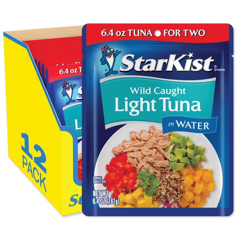 StarKist Light Tuna in Water Pouch 64 oz  12 Pack Ready to Eat Wild Caught High Protein Shelf Stable Seafood Gluten Free Soy Free No Draining for Salads and Sandwiches - Image 3