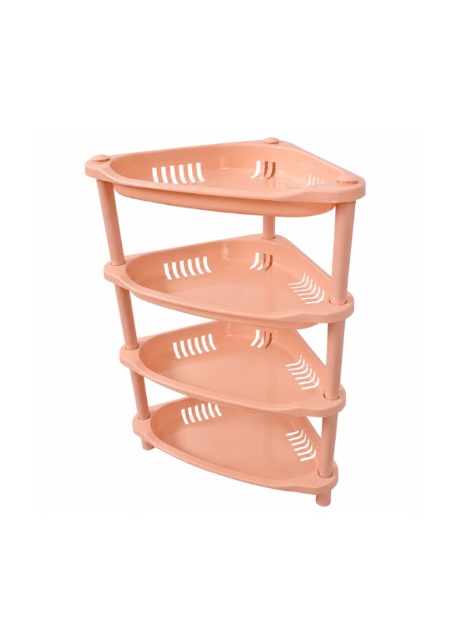 Lacoz 4-Layer Plastic Corner Storage Rack for Kitchen & Home – Space-Saving Multi-Tier Vegetable & Fruit Organizer Shelf, Durable Ventilated Storage Stand for Kitchen Beige - Image 1
