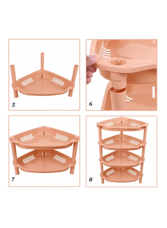 Lacoz 4-Layer Plastic Corner Storage Rack for Kitchen & Home – Space-Saving Multi-Tier Vegetable & Fruit Organizer Shelf, Durable Ventilated Storage Stand for Kitchen Beige - Image 3