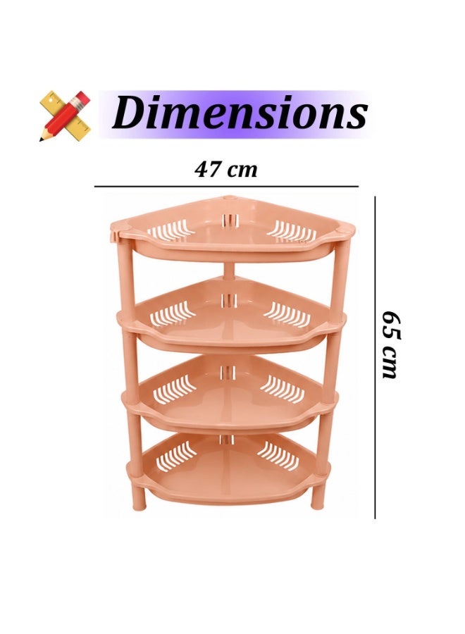 Lacoz 4-Layer Plastic Corner Storage Rack for Kitchen & Home – Space-Saving Multi-Tier Vegetable & Fruit Organizer Shelf, Durable Ventilated Storage Stand for Kitchen Beige - Image 5