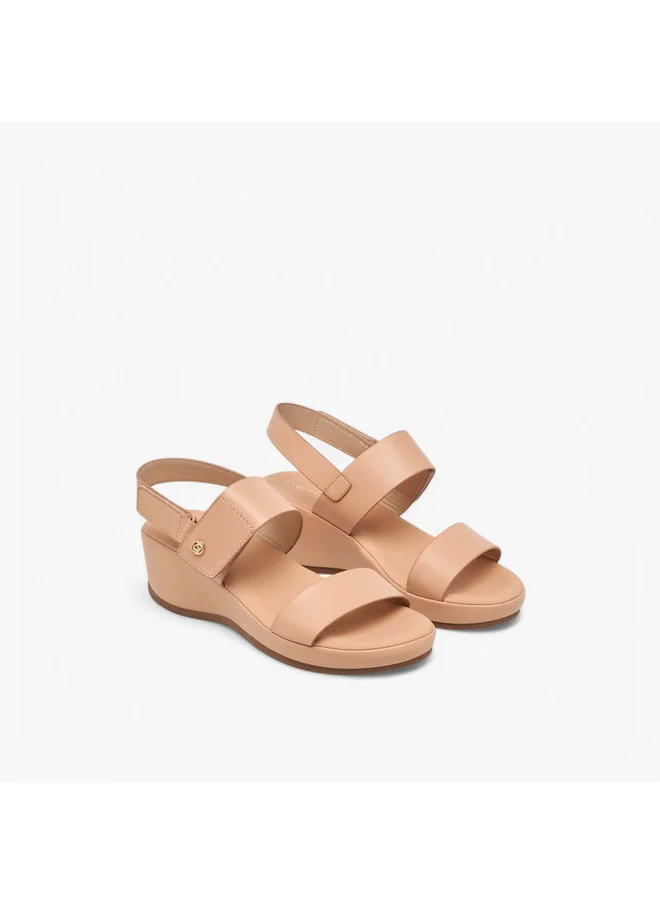 بابريكا Women's Solid Open Toe Wedge Heel Sandals with Hook and Loop Closure