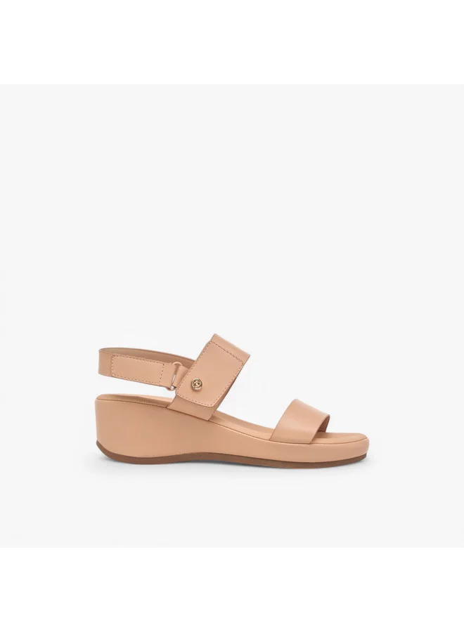 Paprika Women's Solid Open Toe Wedge Heel Sandals with Hook and Loop Closure