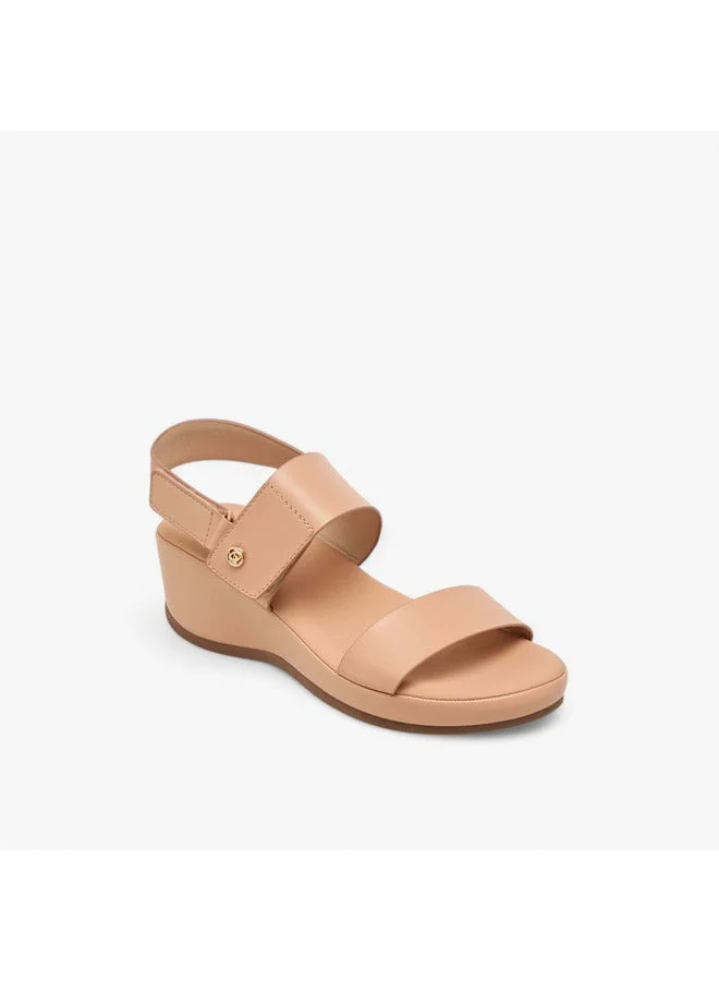 Paprika Women's Solid Open Toe Wedge Heel Sandals with Hook and Loop Closure