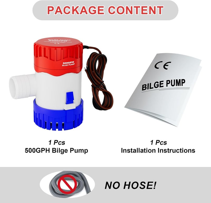 Sanuke 500gph Bilge Pump, 3/4" Outlet, Electric 12V for Boat Submersible Marine Water Pump Accessories Marin Boat, Water Pump Low Noise - Image 3