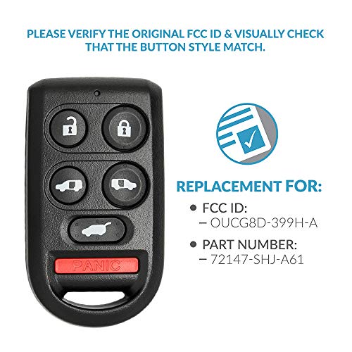 Keyless2Go Replacement for Keyless Entry Remote Car Key Fob for Select Honda Odyssey Vehicles That use OUCG8D-399H-A 72147-SHJ-A61, 6 Button - Image 3