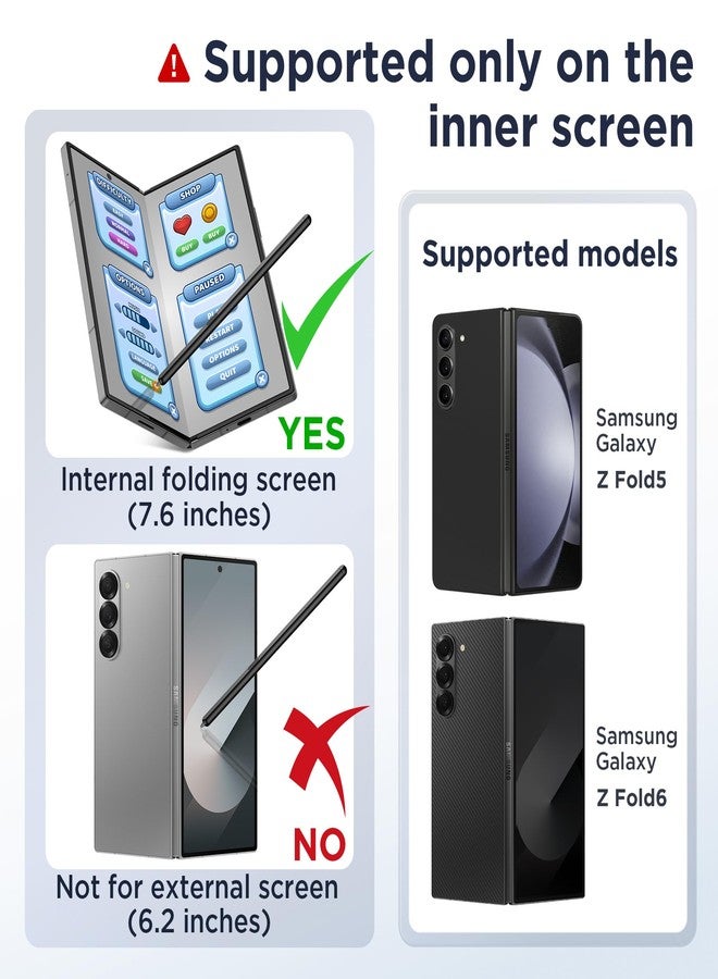 TONGATE for Galaxy Z Fold 6/Fold 5 Slim S Pen Fold Edition 4096 Pressure Levels for Samsung Z Fold 6/5 Phones Only, Fold5/6 S Pen Touch Stylus, 1.5mm Pen Tip, with 3* Tips & 1* S Pen Holder, Black - Image 2