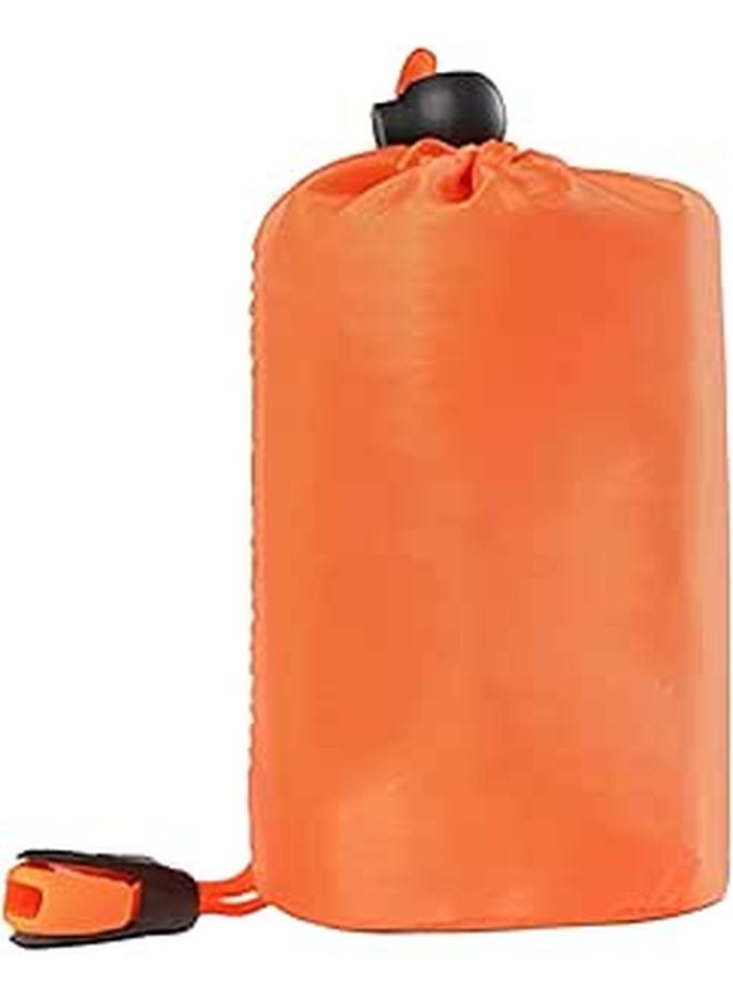 Emergency Sleeping Bag Waterproof Thermal Bivy Sack Orange With Whistle 85 X 35 In - Image 1