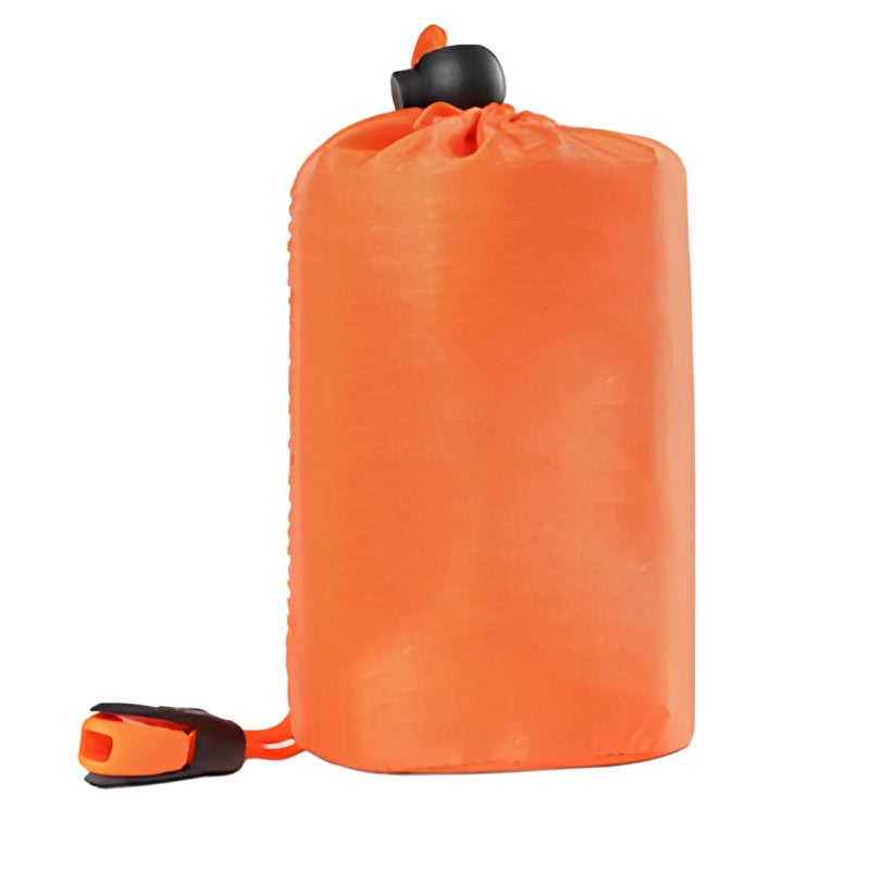 Emergency Sleeping Bag Waterproof Thermal Bivy Sack Orange With Whistle 85 X 35 In - Image 2