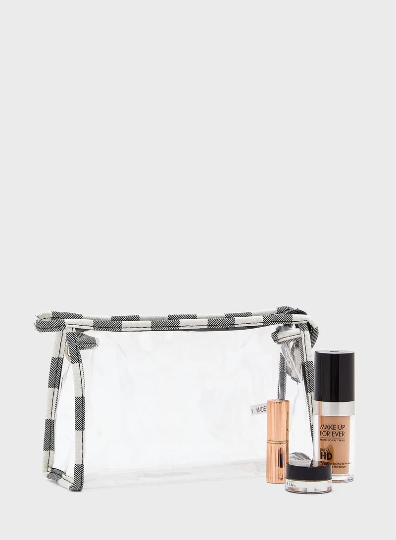 Ginger 2 In 1 Gingham Check Cosmetics Bag