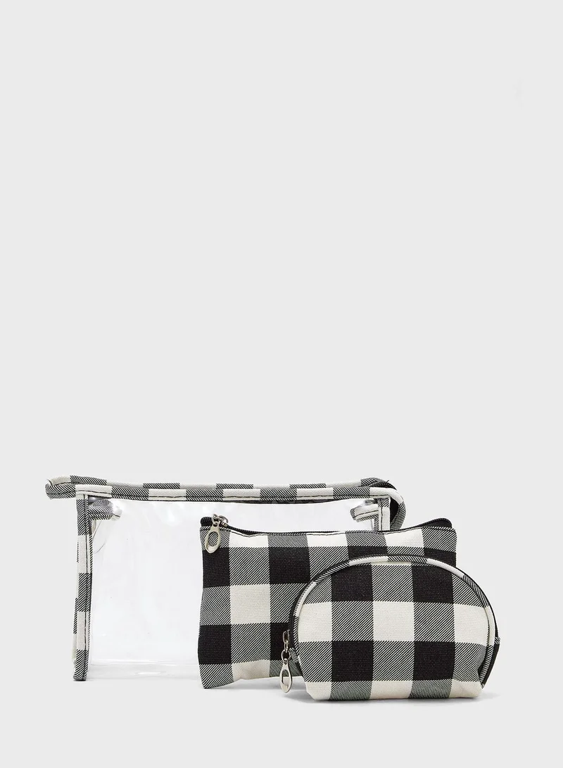 Ginger 2 In 1 Gingham Check Cosmetics Bag