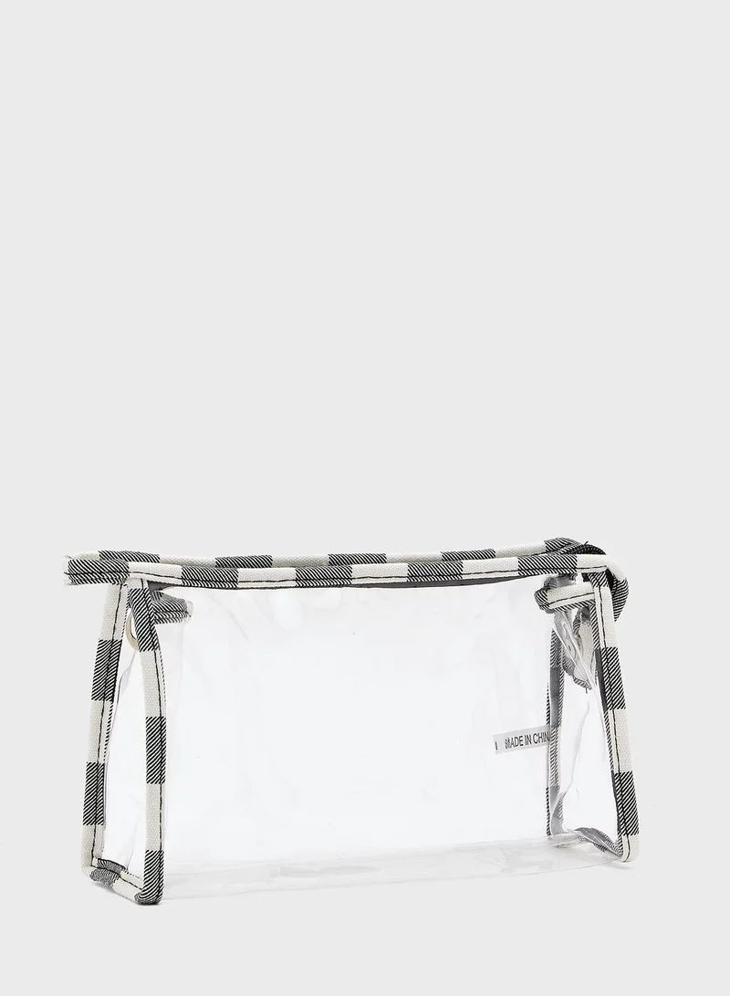 Ginger 2 In 1 Gingham Check Cosmetics Bag