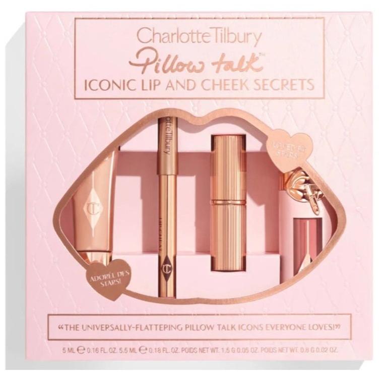 Charlotte Tilbury Pillow Talk Iconic Lip & Cheek Secrets Set – 4-Piece Makeup Gift Kit