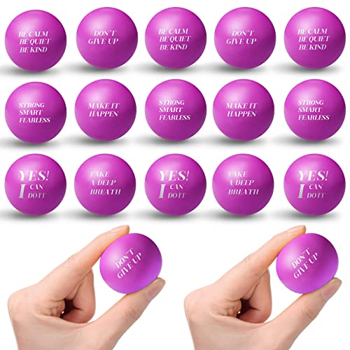 Civaner 60 Pieces Motivational Stress Balls Bulk or Adults Soft Foam Lightweight Mini Balls Inspirational Stress Relief Supplies Relief Anxiety Anger for Motivating EncouragingPurple - Image 1