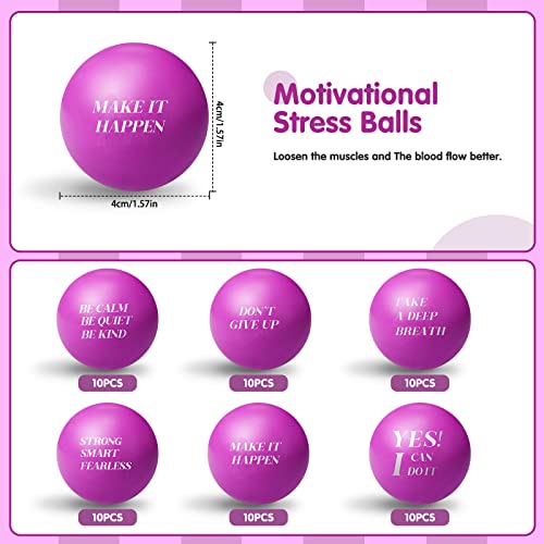 Civaner 60 Pieces Motivational Stress Balls Bulk or Adults Soft Foam Lightweight Mini Balls Inspirational Stress Relief Supplies Relief Anxiety Anger for Motivating EncouragingPurple - Image 5