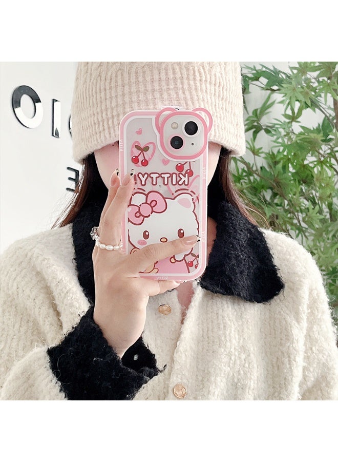 NIBEMINENT Pink Girl Bear Ears Kt Cat Protective TPU Case Cover For iPhone 15 Pro Max - Image 2