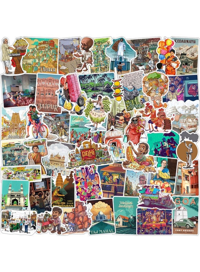 JUNKYARD مجموعة من 50 ملصق فينيل بتصميم هندي جمالي لأجهزة اللابتوب للفتيات والأطفال والفنون والحرف - Image 1