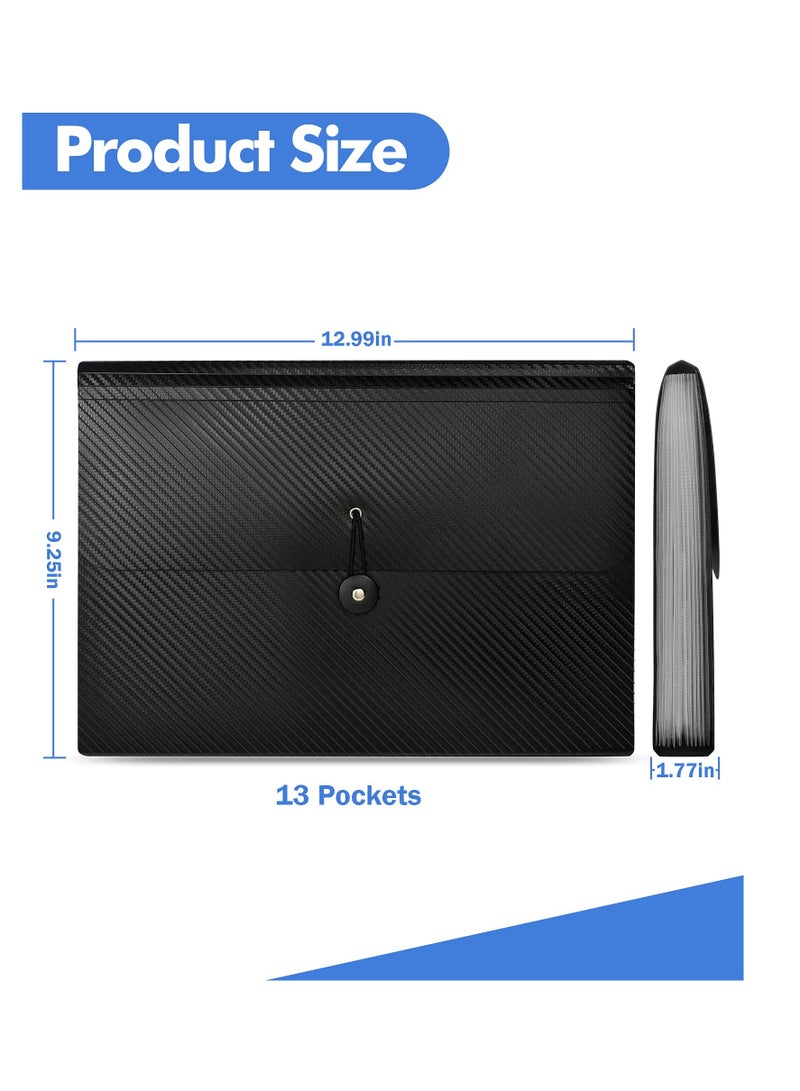 A4 Expanding File Organizer with 13 Pockets and Elastic Closure Ideal for Home School and Office - Image 2