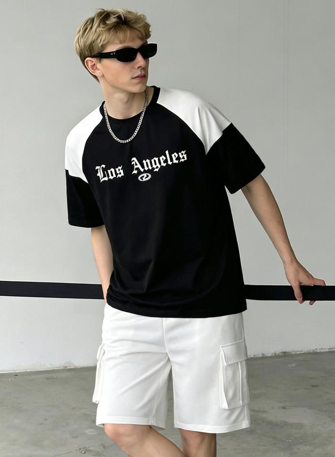 Take Two Men Color Block Raglan Sleeve T-Shirt and Shorts Set - Image 4
