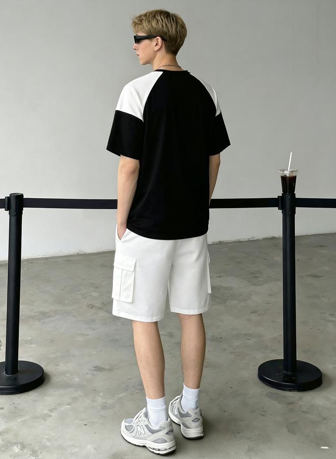 Take Two Men Color Block Raglan Sleeve T-Shirt and Shorts Set - Image 3