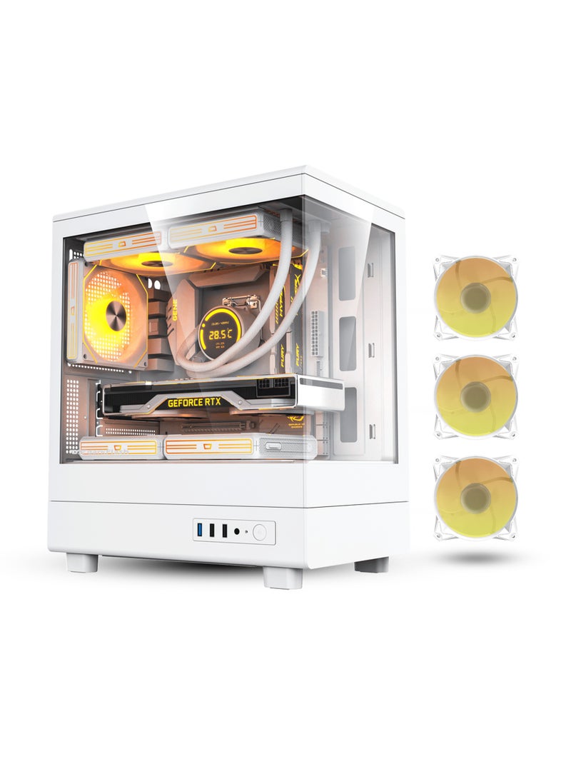 حافظة كمبيوتر الألعاب Darkflash DB330M من الزجاج المقسى M-ATX/ITX مع مراوح ARGB مثبتة مسبقًا مقاس 3*120 مم، تصميم بانورامي 270 درجة، يدعم مشعاع يصل إلى 240 مم، USB 3.0، 2 * حافظة ألعاب SSD - Image 1