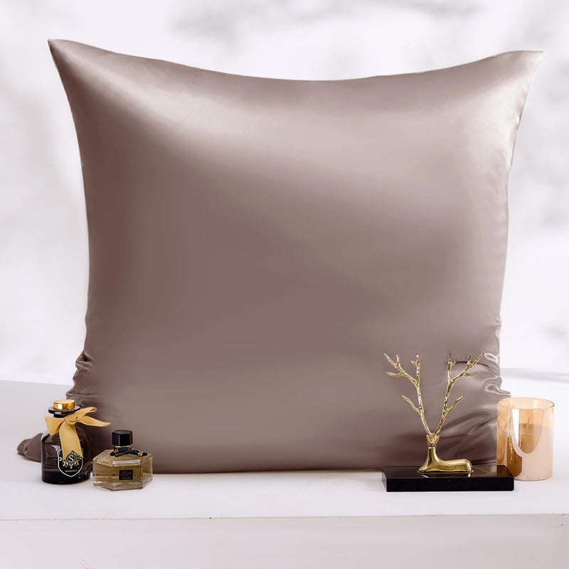 Satin Pillowcase 80 x 80 cm, Set of 2 & 2 Hair Elastics, Satin Pillowcase 80 x 80 cm, Brown, Soft as Silk Pillowcase 80 x 80 cm, Better Care Than Silk Pillose Case, Cushion Cover for Hair and Skin - Image 5
