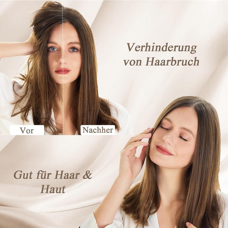 Satin Pillowcase 80 x 80 cm, Set of 2 & 2 Hair Elastics, Satin Pillowcase 80 x 80 cm, Brown, Soft as Silk Pillowcase 80 x 80 cm, Better Care Than Silk Pillose Case, Cushion Cover for Hair and Skin - Image 2