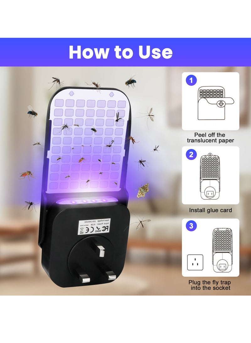 Necomi Fly Trap Indoor, Plug in Flying Insect Trap for Fruit Fly, Gnat, Moth, UV Mosquito Bug Trap Catcher with Night Light, Noiseless and Easy to Use, Ideal for House Bedroom Kitchen(2 Device+ 10 Refills) - Image 5