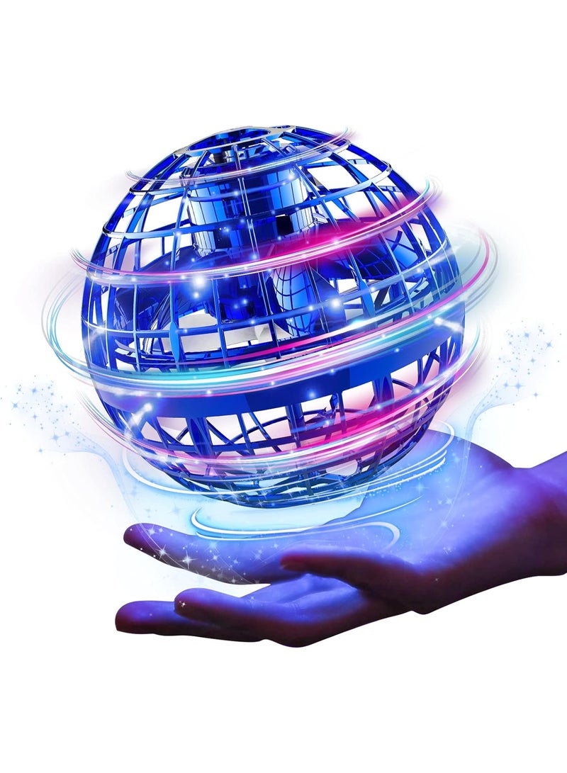 Gonice Flying Orb Ball Toy - Hand Controlled Hover Boomerang with RGB Lights, Fidget Spinner Mini Drone, Safe Indoor Outdoor Gift for 6+ Boys Girls Teens (Blue) - Image 1