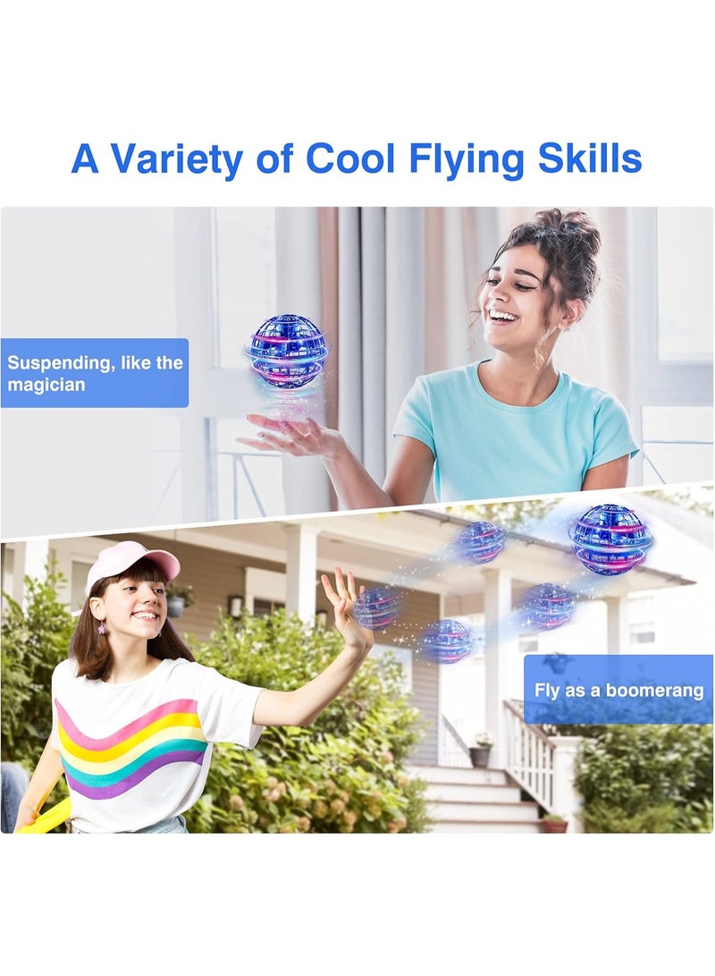 Gonice Flying Orb Ball Toy - Hand Controlled Hover Boomerang with RGB Lights, Fidget Spinner Mini Drone, Safe Indoor Outdoor Gift for 6+ Boys Girls Teens (Blue) - Image 4