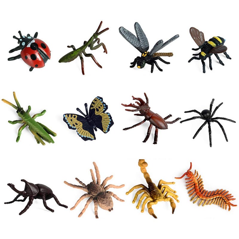 RCOMG 12 PCS Small Realistic Insects Figures Toys Plastic Wildlife Animal Fake Bug Toys Halloween Party Favor School Project Bug Figurines Set for Kids Toddlers - Image 3