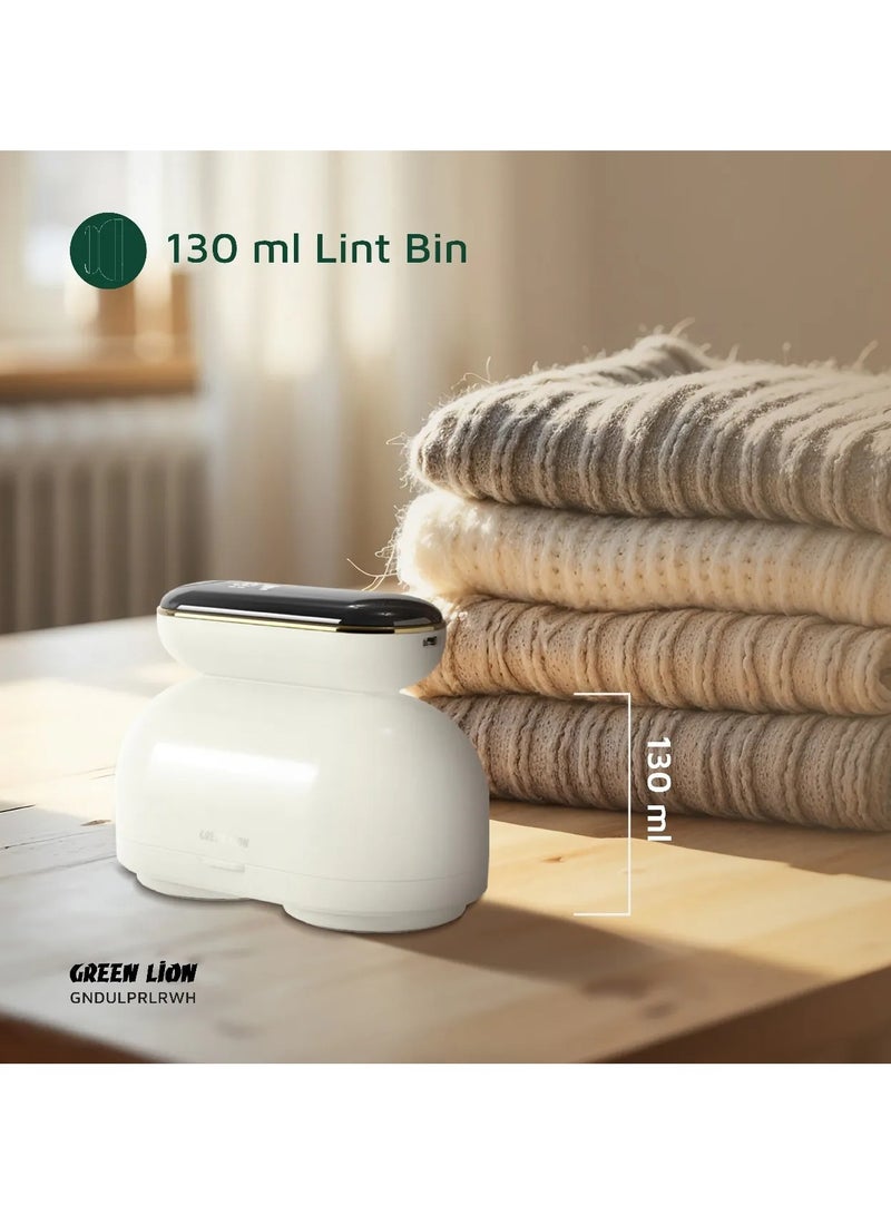 GREEN LION DualPro Digital Fabric Electric Lint Remover with USB Rechargeable & Working Time 2.2 hrs / Speed Gear 3 Levels / Lint Bin 130 ml / Comfortable Handgrip / Max Range 6900RPM - White - Image 4