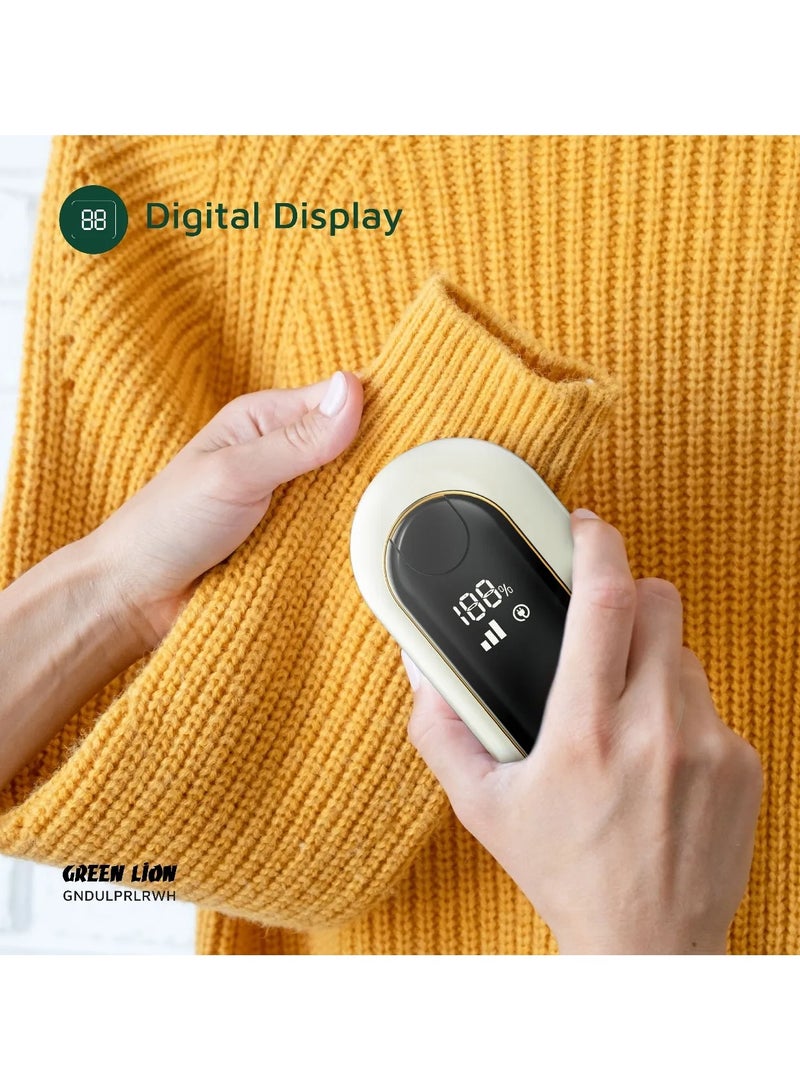 GREEN LION DualPro Digital Fabric Electric Lint Remover with USB Rechargeable & Working Time 2.2 hrs / Speed Gear 3 Levels / Lint Bin 130 ml / Comfortable Handgrip / Max Range 6900RPM - White - Image 3