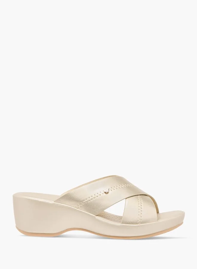 Flora Bella By Shoexpress Women Solid Slip-On Cross Strap Sandals with Block Heels