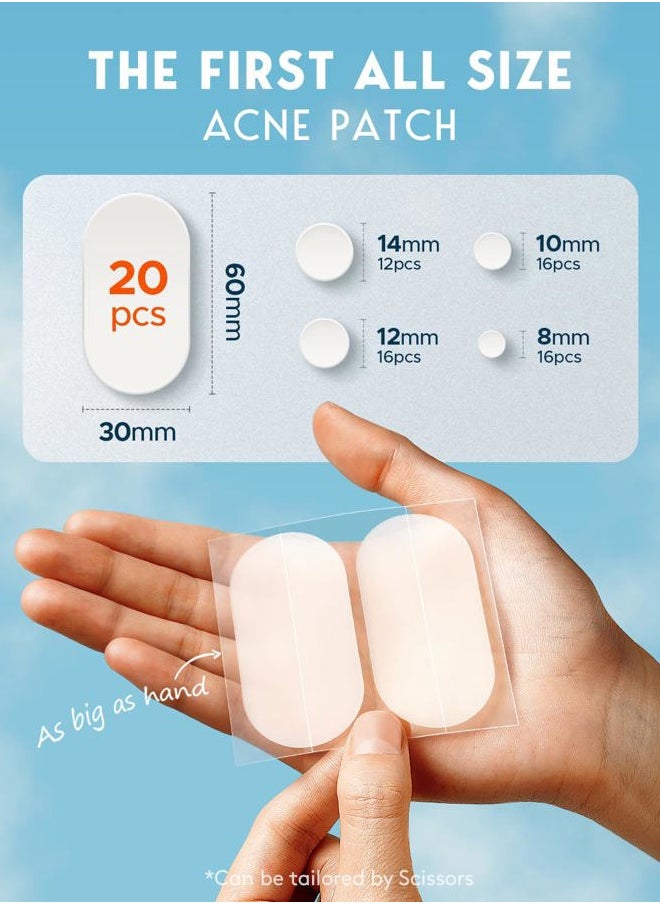 LitBear Large Acne Pimple Patches, 5 Sizes 80 Patches for Large Breakouts, Acne Patches for Face, Chin or Body, Acne Spot Patch with Tea Tree & Calendula Oil, Hydrocolloid Bandages for Acne Skin  - Image 2