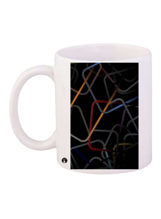 Geometric Printed Coffee Mug White/Black/ Red 11ounce