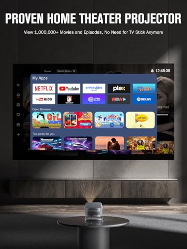 VISSPL 【2200ANSI & Officially-Licensed APP】Smart 4K Projector with WiFi and Bluetooth, VISSPL 3D Dolby Audio and Auto Focus Portable Outdoor Projector, Movie Home Theater Proyector with 360° Adjustable Stand - Image 4