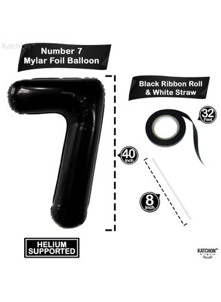 Black Number 7 Foil Balloon for 7th Birthday Decoration - view 2