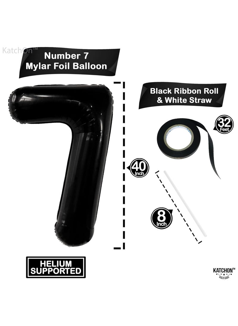 KATCHON - Black Number 7 Foil Balloon for 7th Birthday Decoration - Image 1