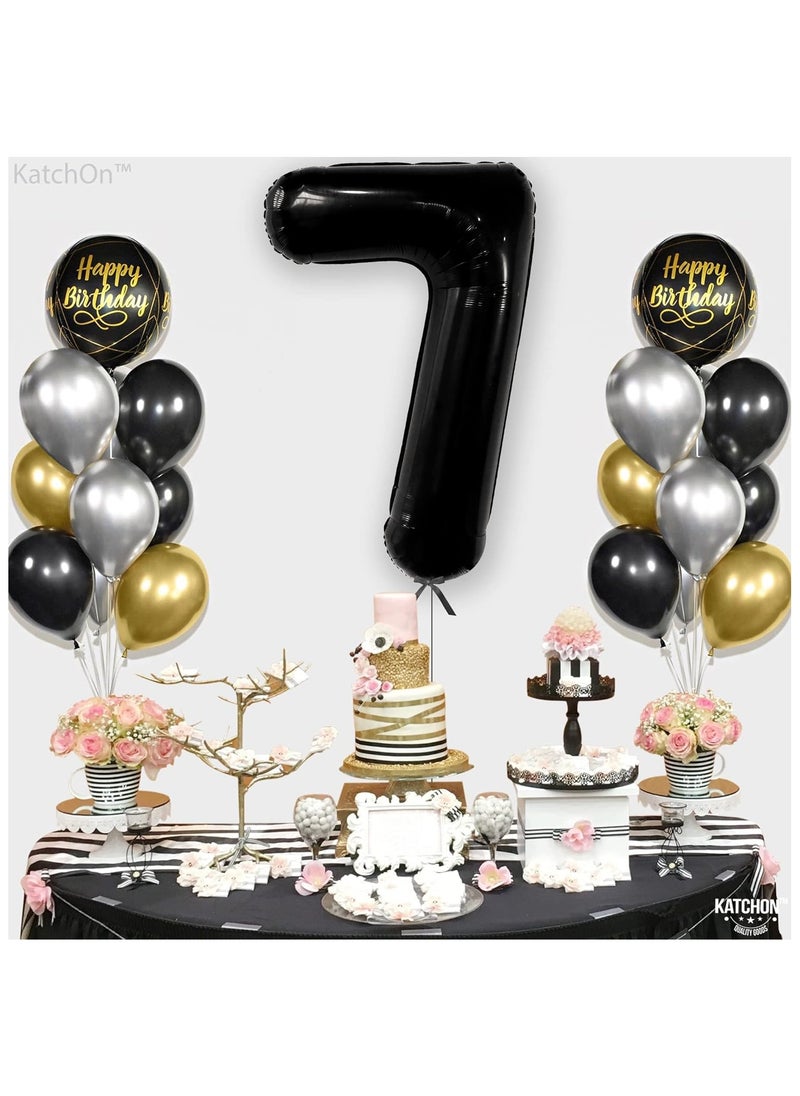 KATCHON - Black Number 7 Foil Balloon for 7th Birthday Decoration - Image 1