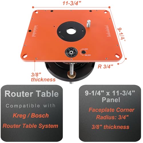 AirVows Router Lift for 3-1/2"Diameter Motors, 9-1/4" x 11-3/4"Panels, 3/4" Arc, Upgraded Clamp, Leveling Screws & Manual Crank-Operated Lifting Mechanism - Image 2