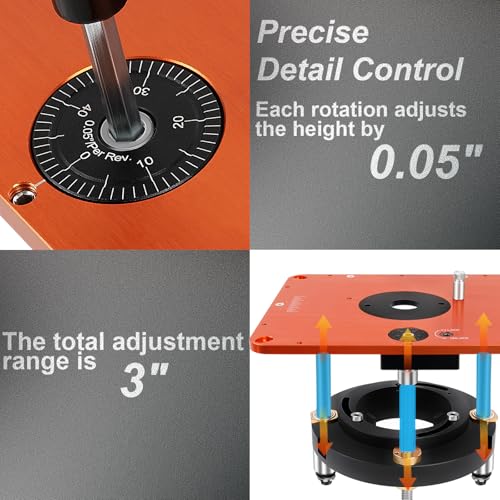 AirVows Router Lift for 3-1/2"Diameter Motors, 9-1/4" x 11-3/4"Panels, 3/4" Arc, Upgraded Clamp, Leveling Screws & Manual Crank-Operated Lifting Mechanism - Image 4