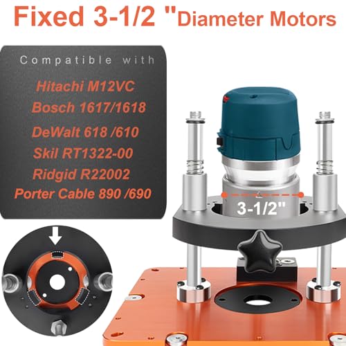 AirVows Router Lift for 3-1/2"Diameter Motors, 9-1/4" x 11-3/4"Panels, 3/4" Arc, Upgraded Clamp, Leveling Screws & Manual Crank-Operated Lifting Mechanism - Image 3