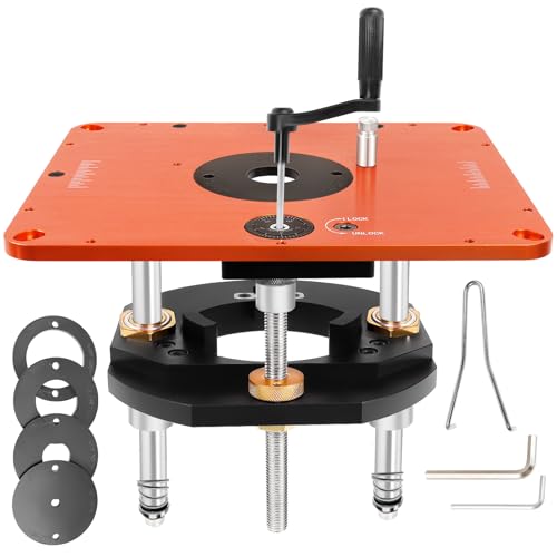 AirVows Router Lift for 3-1/2"Diameter Motors, 9-1/4" x 11-3/4"Panels, 3/4" Arc, Upgraded Clamp, Leveling Screws & Manual Crank-Operated Lifting Mechanism - Image 1