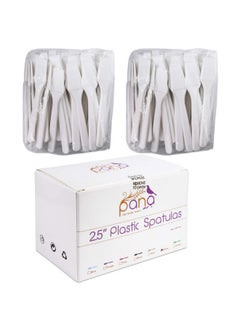 Pana PANA 200pcs Cosmetic Make Up Disposable Plastic 2.5" Spatulas Skin Care Facial Cream Mask Spatula (WHITE-200 Pieces in a Box)  - Image 1